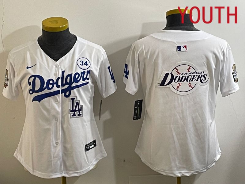 Youth Los Angeles Dodgers Blank White Game 2024 Nike MLB Jersey style 11219